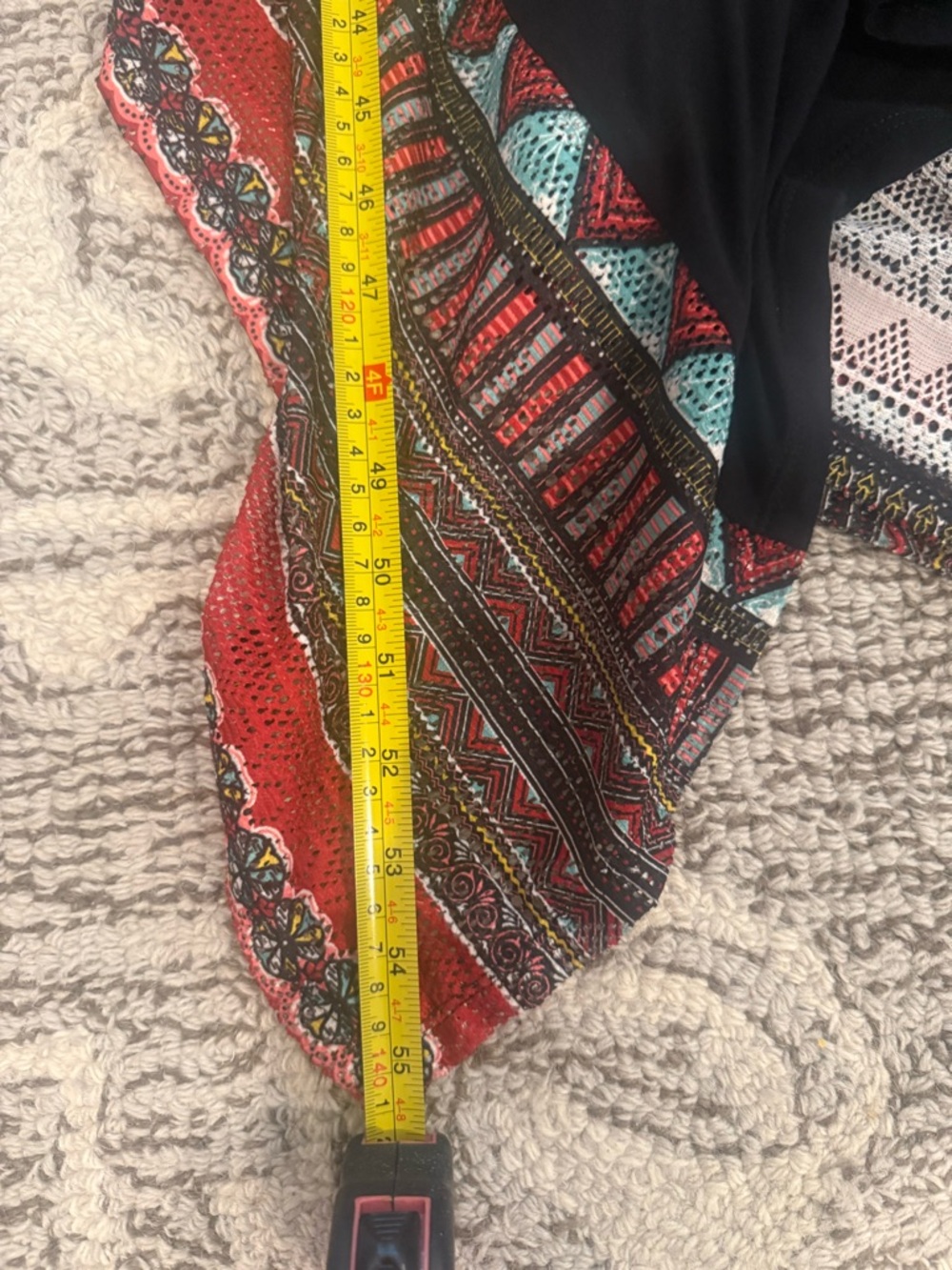 American Rag Black Midi Dress with Red & Teal Patterned Bodice - Picture 7 of 8
